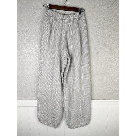 Hannoh Wessel Petronilla Pants Trousers Sz 38  Wide Leg Raw Edge Checkered Linen - Picture 8 of 15